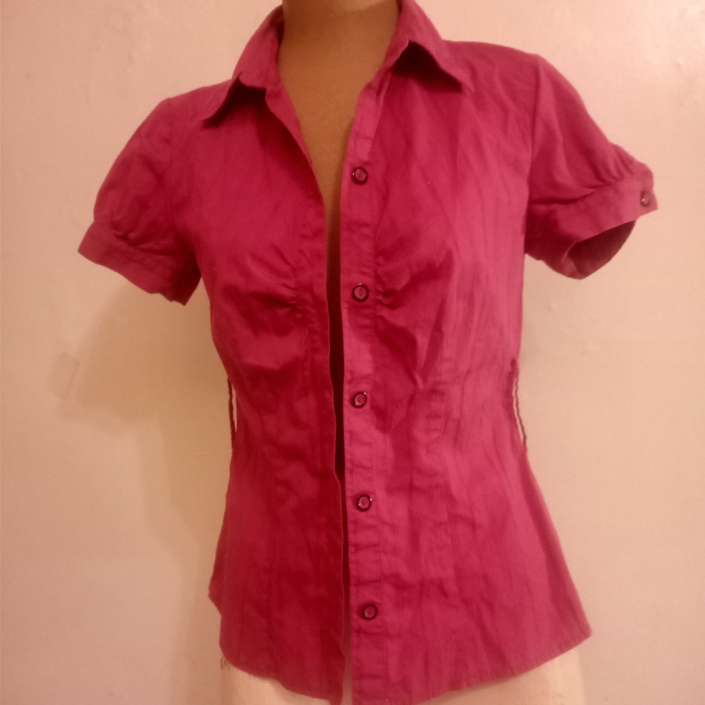 Vintage Chic Magenta Button-Down Shirt for Women